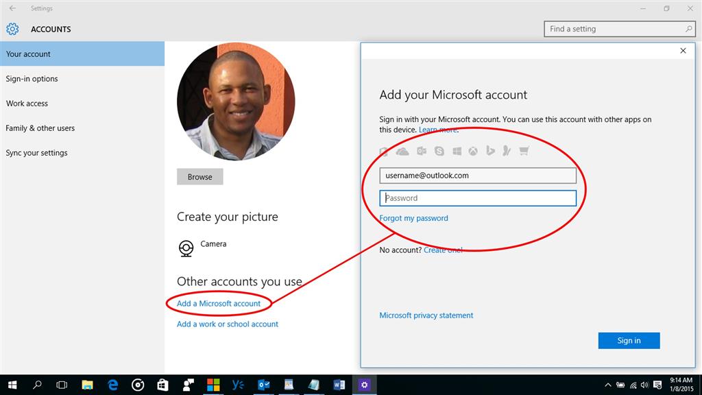 Link Windows Account to Microsoft Account Online