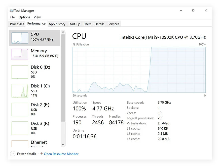 Why is my CPU usage always at 100%?