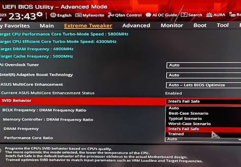 SVID Behaviour Intel Fail Safe