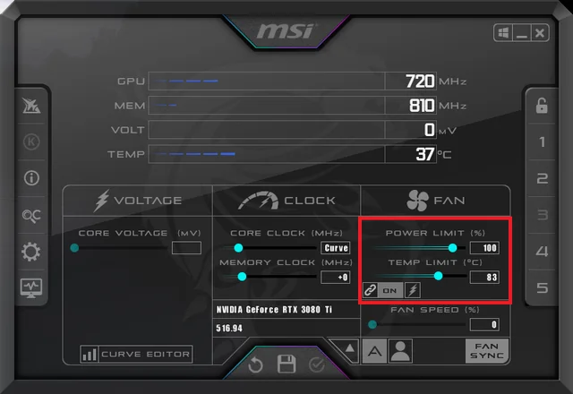 Increasing Power Limit In Afterburner